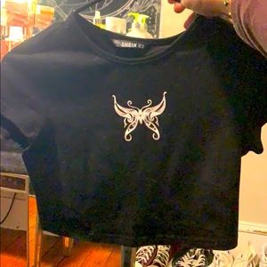 Short sleeve butterfly crop top